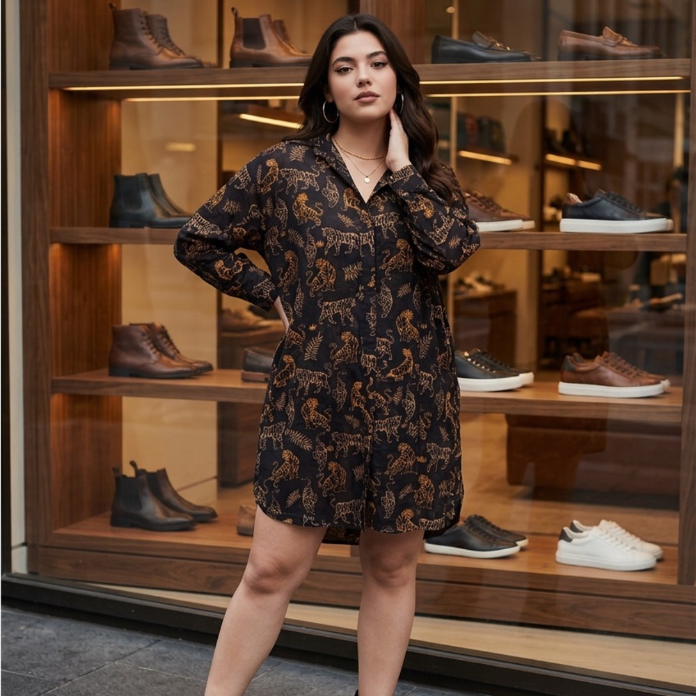 Leopard Print Black and Brown Dress
